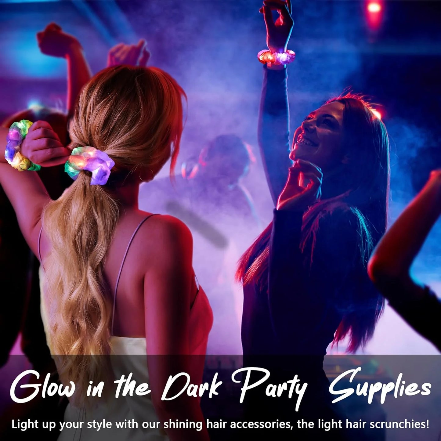 1/10 Pcs LED Luminous Scrunchies Glowing Hairband Girl Light Up Hair Scrunchy Birthday Party Headwear Supplies Hair Accessories