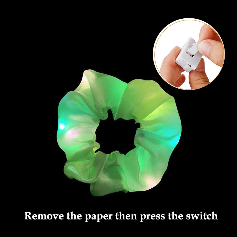 1/10 Pcs LED Luminous Scrunchies Glowing Hairband Girl Light Up Hair Scrunchy Birthday Party Headwear Supplies Hair Accessories