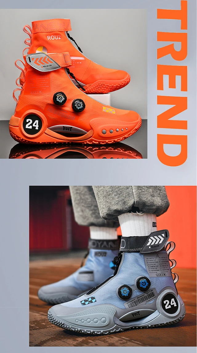 New basketball shoes male high top students wear-resistant outdoor concrete actual combat flying woven breathable combat boots