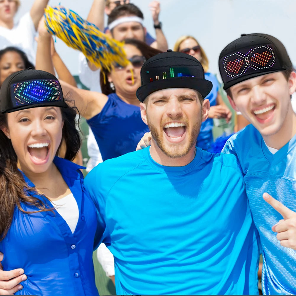 LED Hat Light Display Screen DIY Smart Pixel Matrix Baseball Hat Rechargeable Bluetooth APP Control Hip Hop Street Party Decor