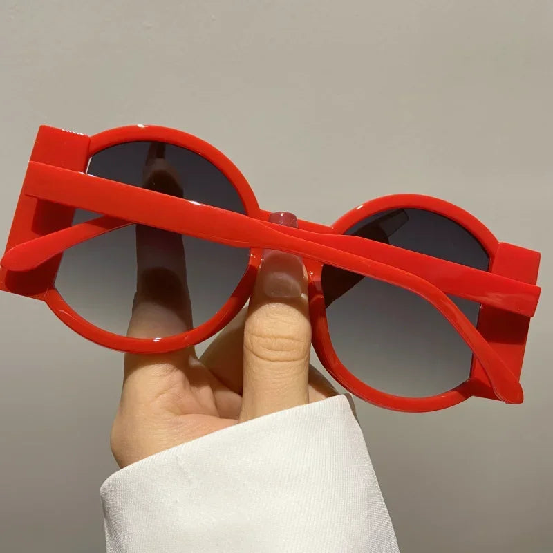 Round Double Color Sunglasses for Women Men Retro Trendy UV400 Sun Glasses Goggles Outdoor Hip Hop Travel Beach Eyewear Goggles