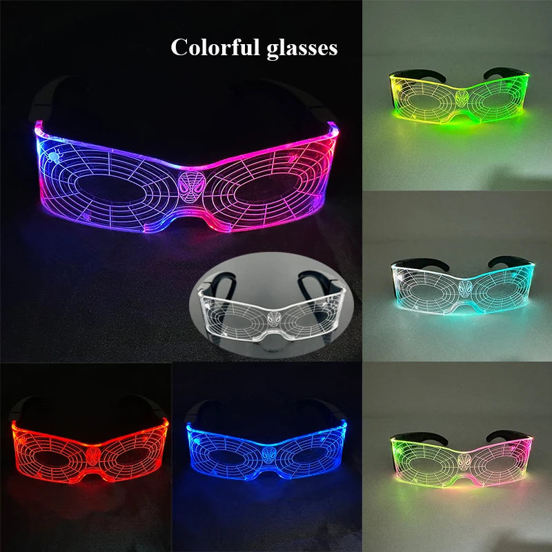 Fashion Luminous Decorative Glasses Neon Light Decoration LED Sunglasses For Nightclub DJ Dance Music Rave Costume Night