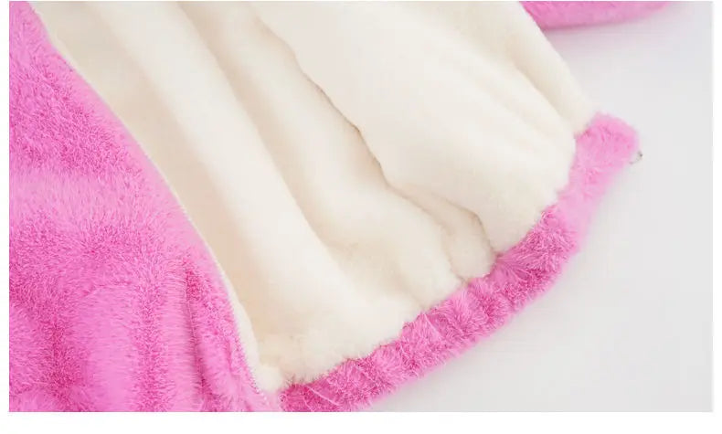 Fake Fur Girls Jacket Winter New Solid Color Letter Print Padded Lining Thick Warm Plush Coats For 5-12Y Kids Fashion Overcoat