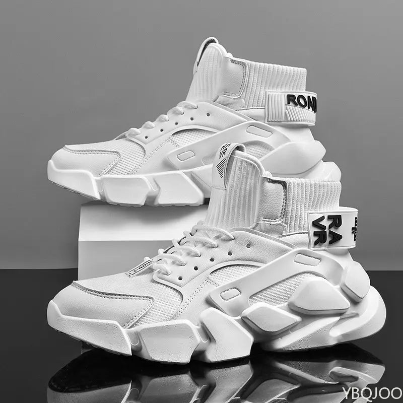 New High-top Beige Men's Sneakers Chunky Men Shoes Heighten Fashion Casual Plus Size Zapatillas Damping Tennis Shoes 2023