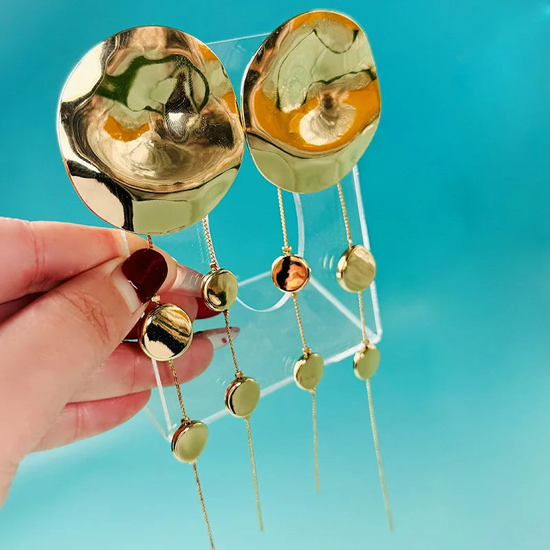 Post Stud Long Big Round Fringe Earring Women Girls Gifts Fashion Jewelry Accessories Hot Sale Party Gift 2025 New Style