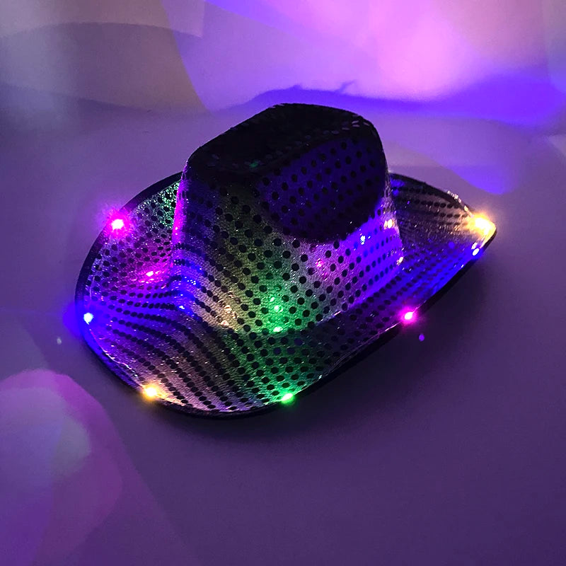 Blinky LED Light Cowboy Cowgirl Hat Flashing Cap Glowing Hat Carnival Men Women Bachelorette Party Wedding Bridal Supplies