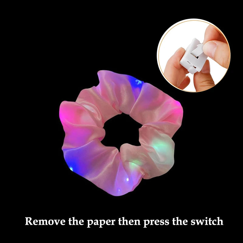 1/10 Pcs LED Luminous Scrunchies Glowing Hairband Girl Light Up Hair Scrunchy Birthday Party Headwear Supplies Hair Accessories