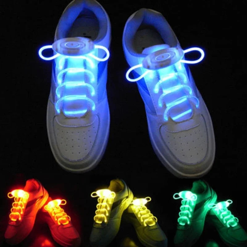 120cm LED Sport Luminous Shoelaces Glow Shoe Strings Round Flash Light Shoelaces Batteries LED Lazy Shoe Laces Party Decor