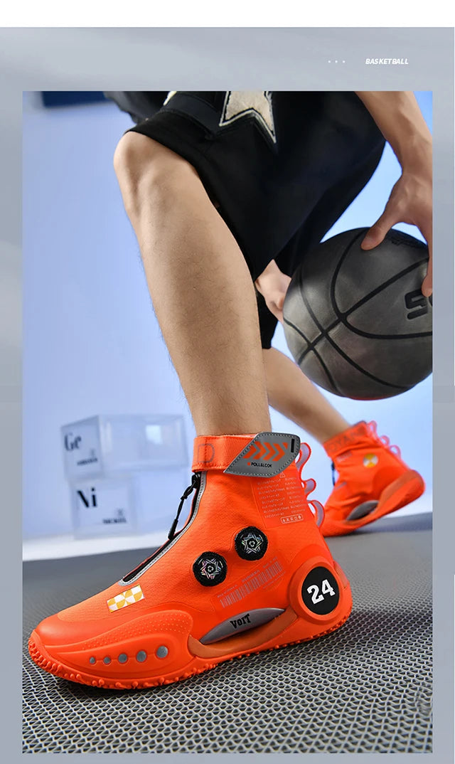 New basketball shoes male high top students wear-resistant outdoor concrete actual combat flying woven breathable combat boots