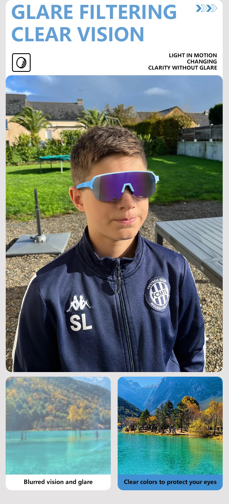 SCVCN Children Outdoor Cycling Sunglasses MTB Camping Glasses Teenager Sports Road Bike Eyewear Girls UV400 Protective Goggles