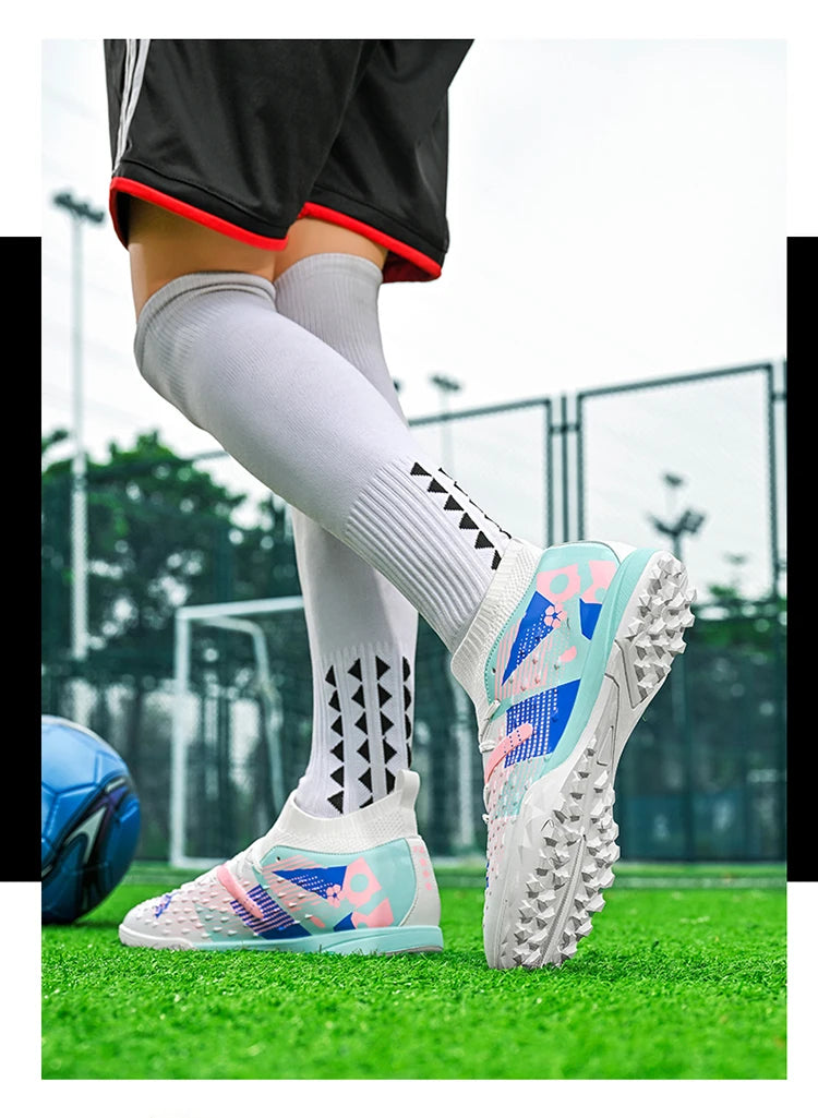 New Men Soccer Shoes High-quality Outdoor High Ankle Ultralight Indoor Football Boots Non-Slip Sports Shoes Futsal Non-Slip