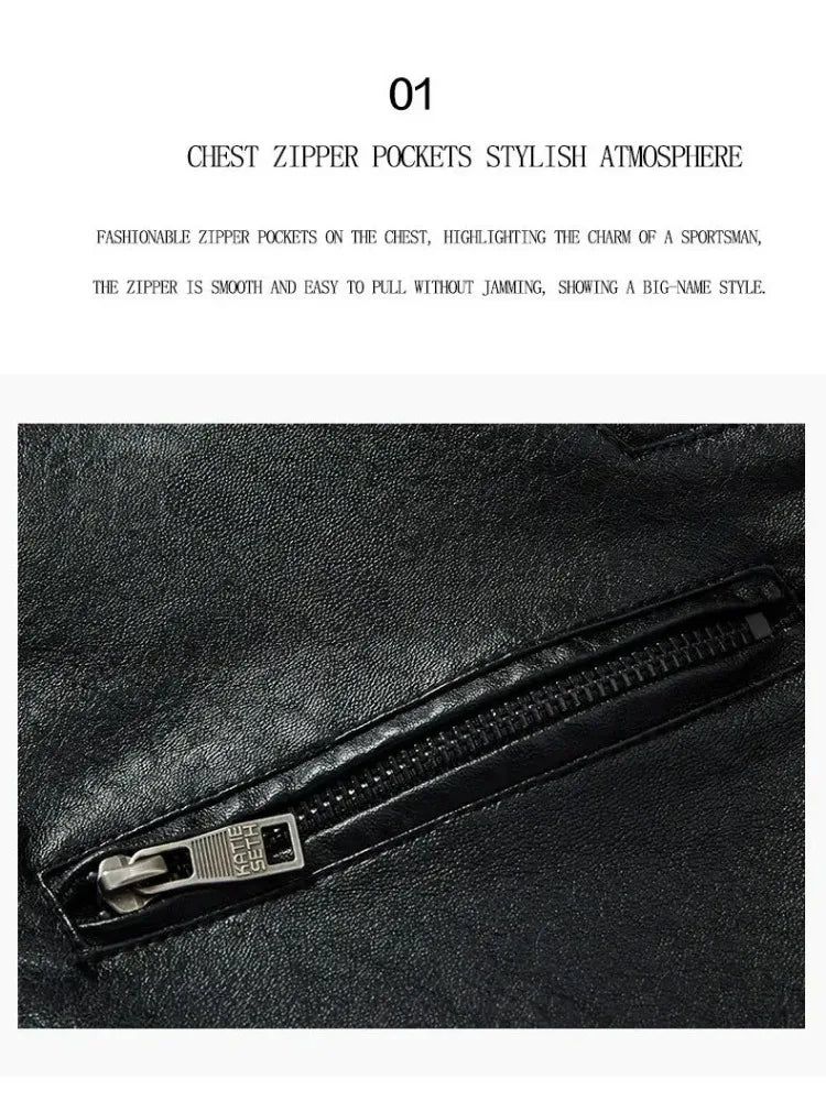 Fashion Warm Winter Mens PU Leather Jacket With Fur Collar Thicken Fleece Motorcycle Coat Casual Faux Leather Locomotive Jacket