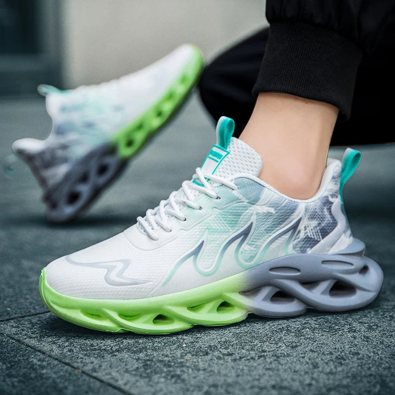 Men Running Shoes Mesh Breathable Flat Cushioning Soft Comfortable Sneakers Outdoor Gym Trendy Casual Jogging Shoes for Men