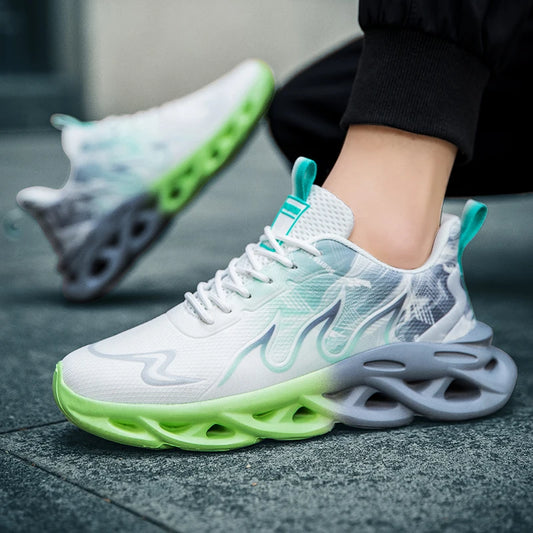 Men Running Shoes Mesh Breathable Flat Cushioning Soft Comfortable Sneakers Outdoor Gym Trendy Casual Jogging Shoes for Men