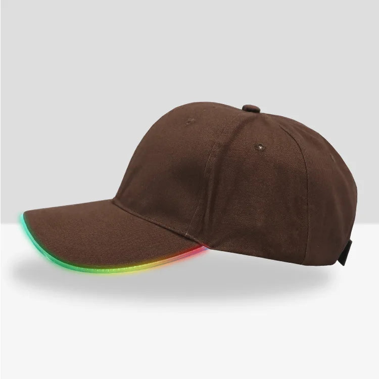 Fiber Optic Cap LED Hat with 7 Colors Luminous Glowing EDC Baseball Hats USB Charging Light Up Caps Performance Led Cap