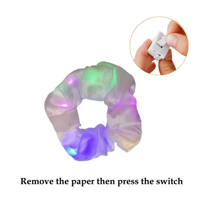 1/10 Pcs LED Luminous Scrunchies Glowing Hairband Girl Light Up Hair Scrunchy Birthday Party Headwear Supplies Hair Accessories