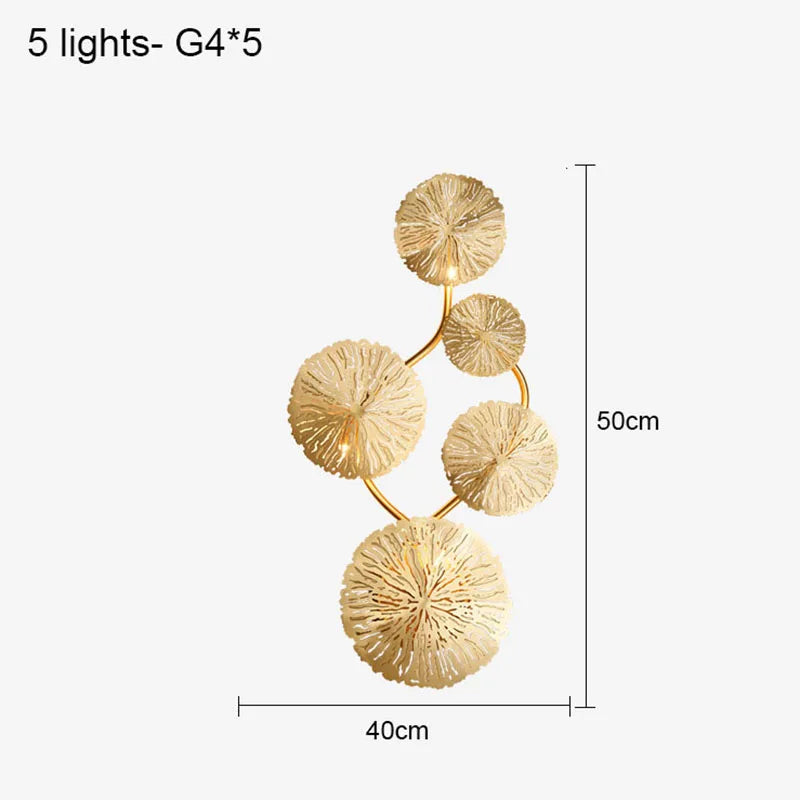 Nordic Modern Minimalist Hardware Lotus Leaf Wall Lamp Bedroom Living Room Study Lighting