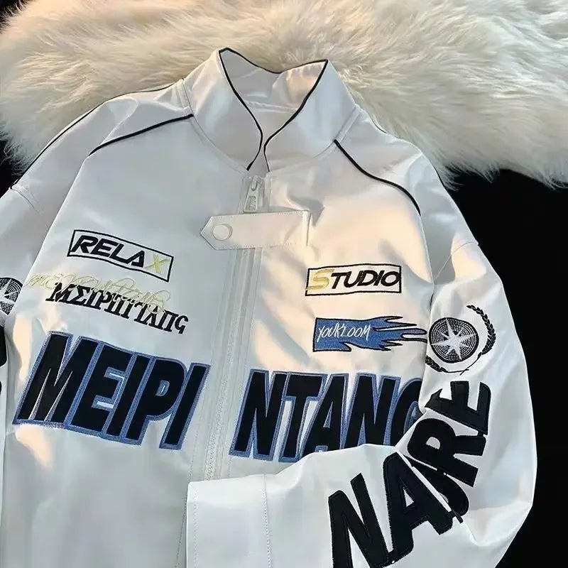 Motorcycle pu leather jacket coat baseball jacket pink american style women autumn and winter fried street high level clothes