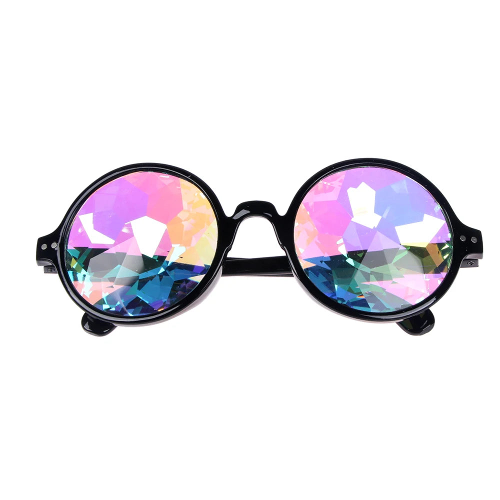 Kaleidoscope Psychedelic Eyeglasses Men Women Funny Round Sunglasses Rave Festival Stylish Female Carnival Party Queen Glasses