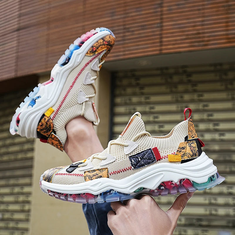 Men's Casual Sneakers Breathable Luxury Trainer Race Shoes Fashion Loafers Running Shoes for Male Comfortable Tenis