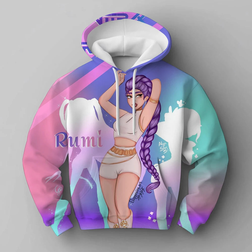 2025 KPop Devil Hunter Hoodie Fashion Rumi Sportswear Hoodie Cute Long Sleeve Autumn Girls Cartoon Y2K Hoodie Sportswear