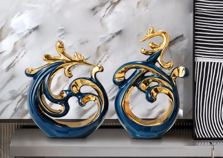 Simple Abstract Phoenix Ceramic Sculpture Home Livingroom Desktop Statue Ornaments Cabinet Table Figurines Decoration Crafts