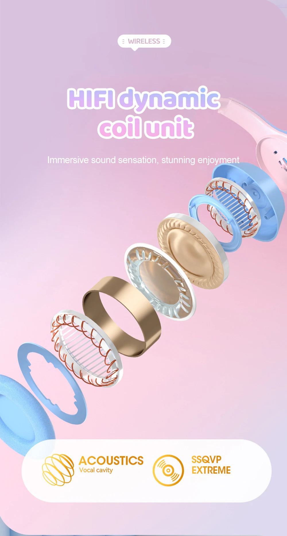 Gradient Wireless Headphones RGB Cat Ear Bluetooth Headphones With Microphone Stereo Music Game Earphone For Girls Kids Gifts