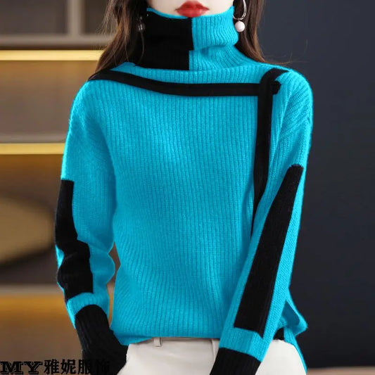 Vintage Ladies Sweater New Turtleneck Autumn Winter Loose Pullover Interior Lapping Knitting Bottoming Shirt Women Clothes Tops