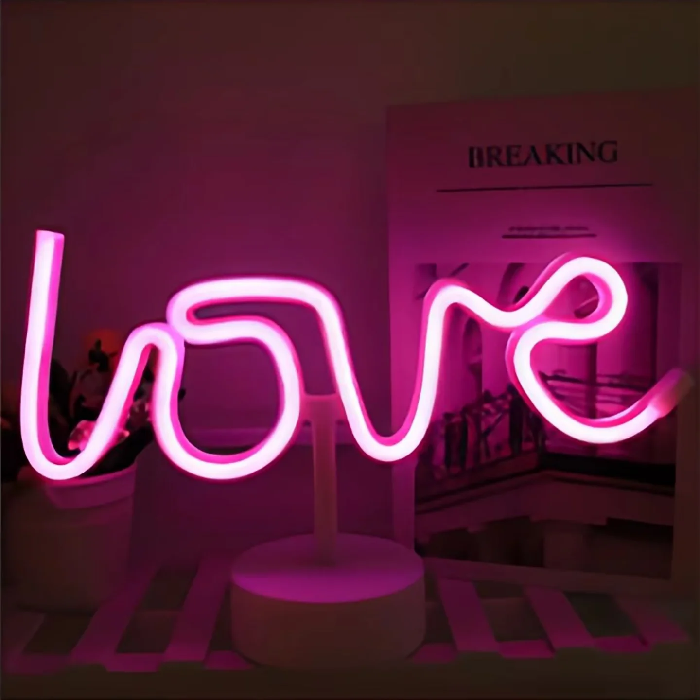 1 Piece, Countertop Decorative Lighting Neon Sign, USB or 3*Aa Battery Powered, Suitable for Holiday Party, Kitchen Home Lighting, Room Decoration Night Light (Battery Not Included)