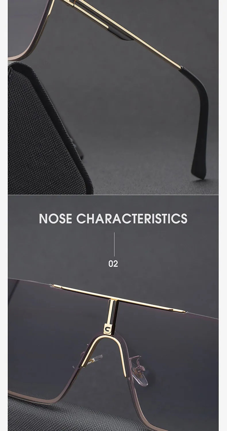 Fashion Oversized Square Sunglasses For Men Big Frame 2025 Luxury Brand Design Metal Frame Sun Glasses Man Retro Shades Eyewear