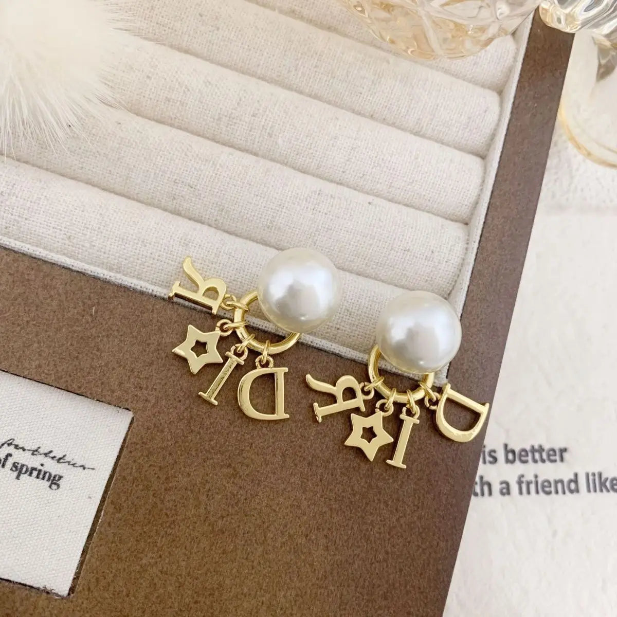 New Trendy Letter Double-sided Pearl Pearl Stud Earrings for Women Luxury Elegant Spring Summer Fashion Earrings Aretes De Mujer