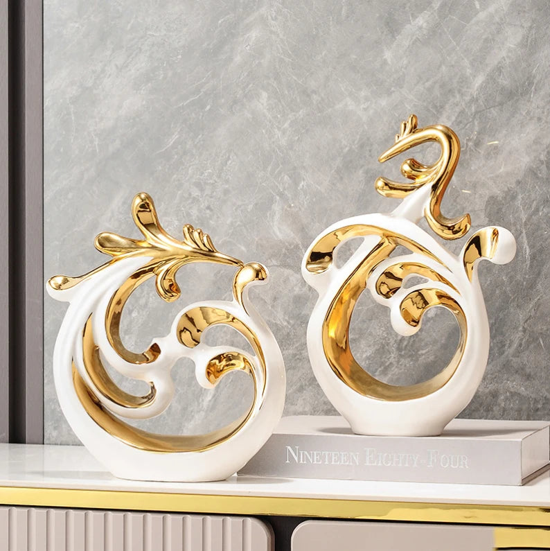 Simple Abstract Phoenix Ceramic Sculpture Home Livingroom Desktop Statue Ornaments Cabinet Table Figurines Decoration Crafts