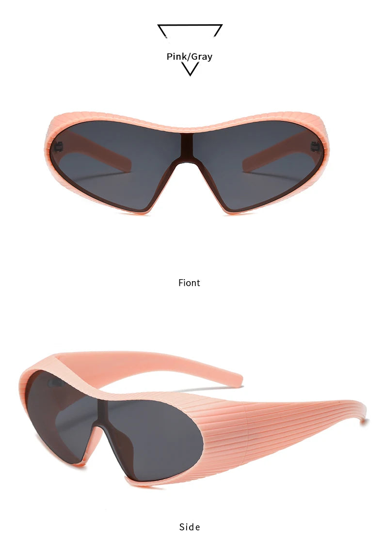 New Alien Uv Resistant Sunglasses, Punk Goggles, Futuristic Y2k Large Frame Integrated Sunglasses 7751