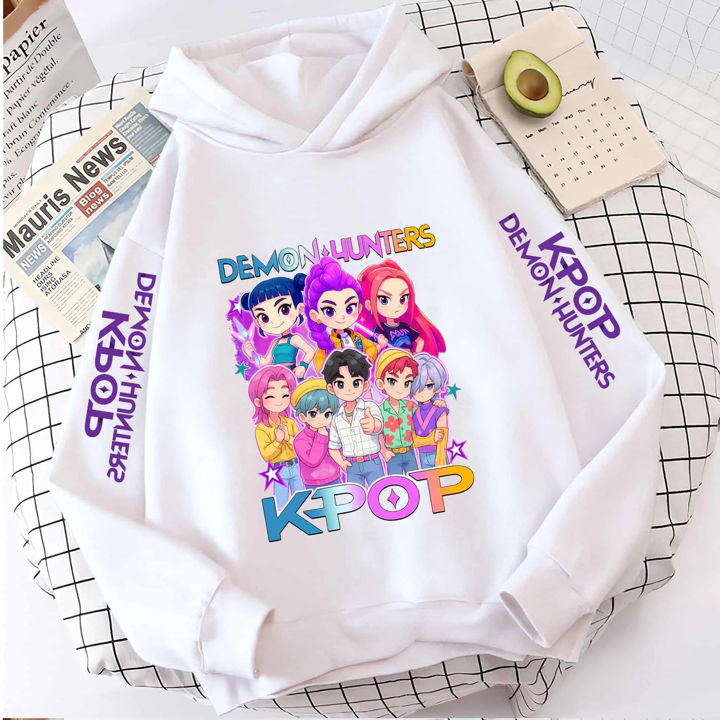 Cute Girls Hooded Sweatshirt Warm Rumi KPop Demon Hunter Cartoon Children's Wave Fashion Casual Tops Casual Black Pink Clothing