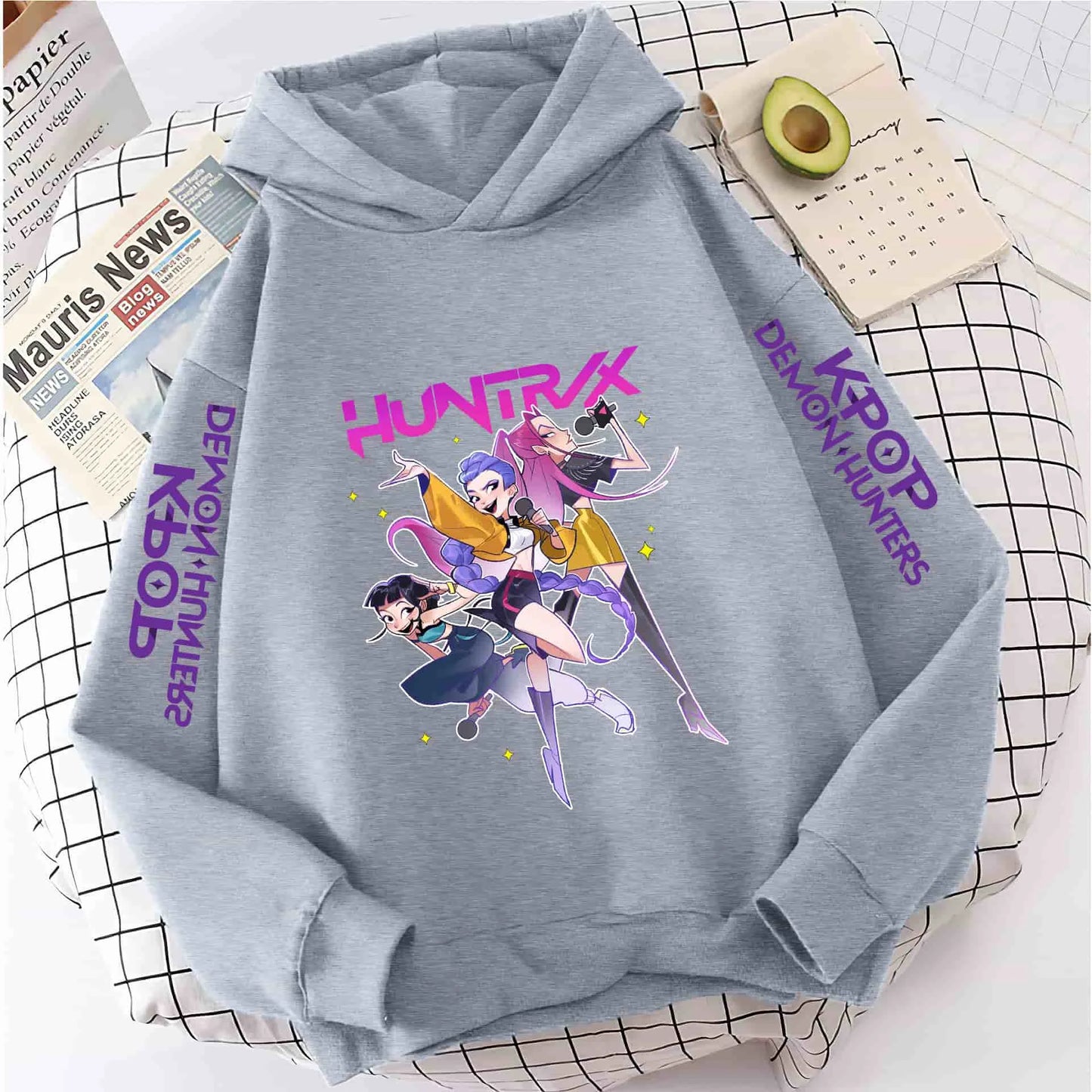 Cute Girls Hooded Sweatshirt Warm Rumi KPop Demon Hunter Cartoon Children's Wave Fashion Casual Tops Casual Black Pink Clothing