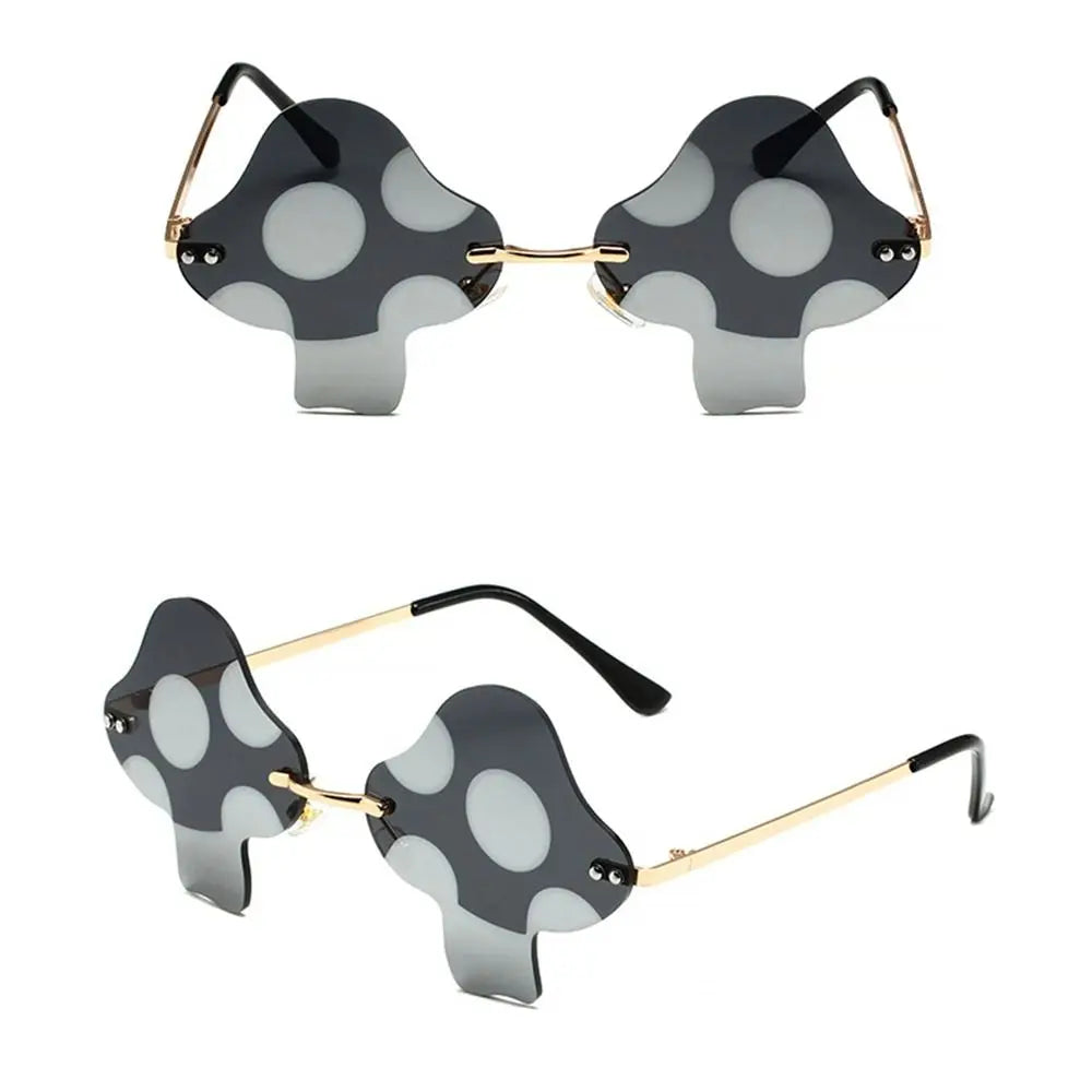 Cartoon Mushroom Shape Sunglasses Women Irregular Rimless Sun Glasses Trendy Funny Sunglasses Outdoor Party Favor Decorations