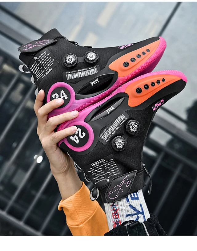 New basketball shoes male high top students wear-resistant outdoor concrete actual combat flying woven breathable combat boots