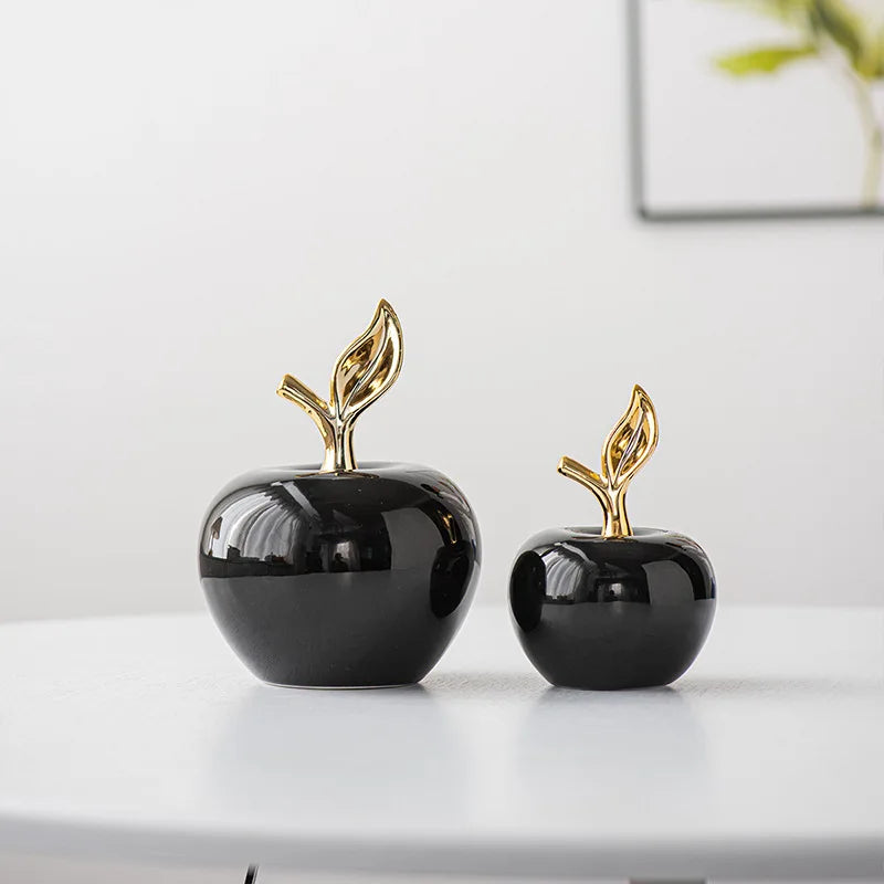 Creative Ceramic Apple Figurines Handicrafts Living Room Art White Apple Sculpture Room Home Decor Accessories Holiday Gifts
