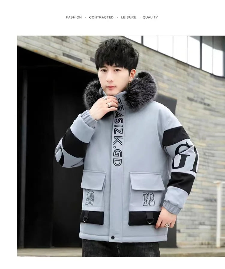 Winter cotton jacket men's thick warm men's cotton jacket loose winter jacket youth down cotton jacket fashionable cotton jacket