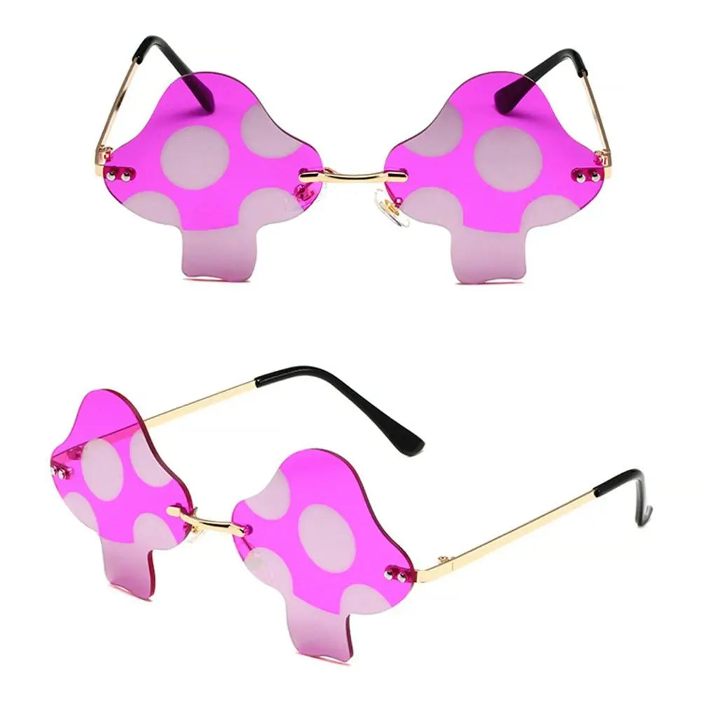 Cartoon Mushroom Shape Sunglasses Women Irregular Rimless Sun Glasses Trendy Funny Sunglasses Outdoor Party Favor Decorations