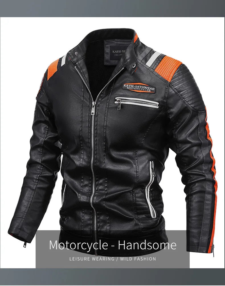 Men's Punk Style Jacket PU Leather Jacket Men Fashion Clothing Autumn Coat Men Motorcycle Jacket Artificial Leather High Quality
