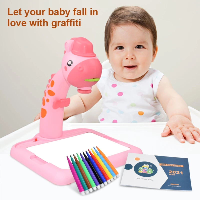 Kids LED Projector Drawing Table Toy Set Table Painting Board Desk Educational Learning Paint Tools Toys For Children