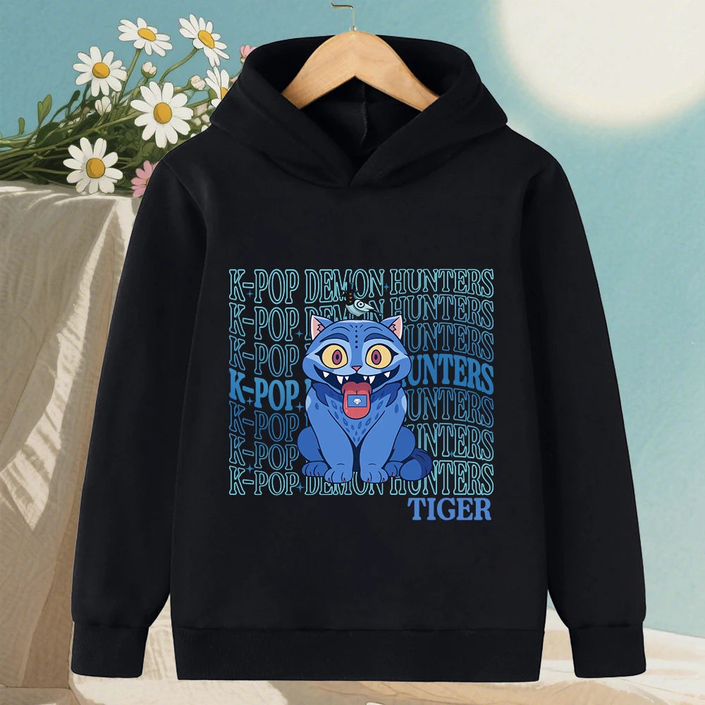 KPop Demon Hunter Rumi Derpy Cartoon Girls Boy Hooded Sweatshirt Warm Children's Wave Fashion Casual Tops Casual Girls Clothing