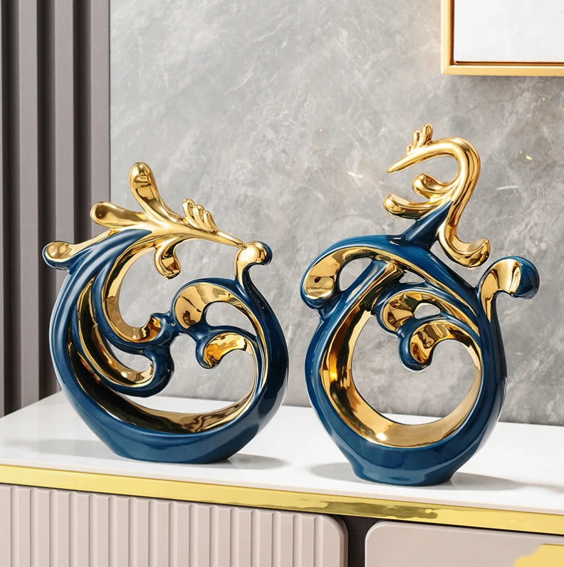 Simple Abstract Phoenix Ceramic Sculpture Home Livingroom Desktop Statue Ornaments Cabinet Table Figurines Decoration Crafts