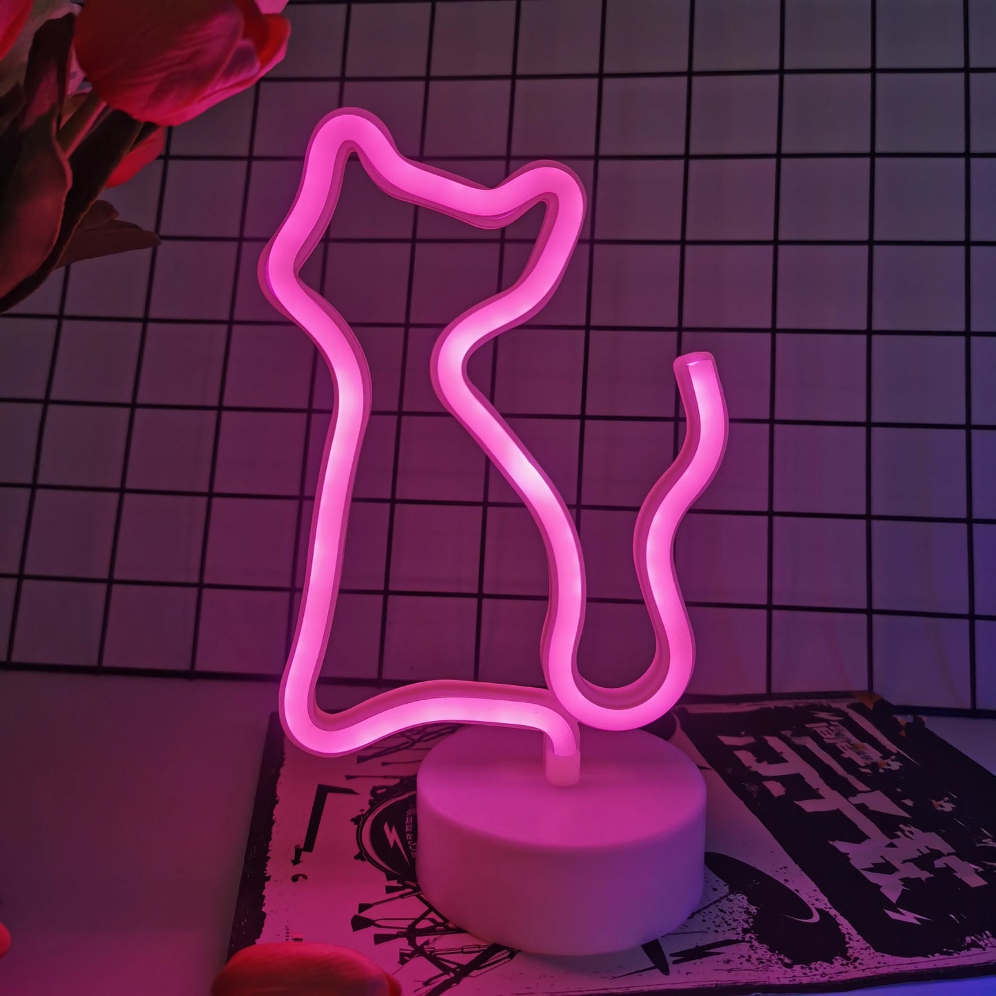 1 Piece, Countertop Decorative Lighting Neon Sign, USB or 3*Aa Battery Powered, Suitable for Holiday Party, Kitchen Home Lighting, Room Decoration Night Light (Battery Not Included)