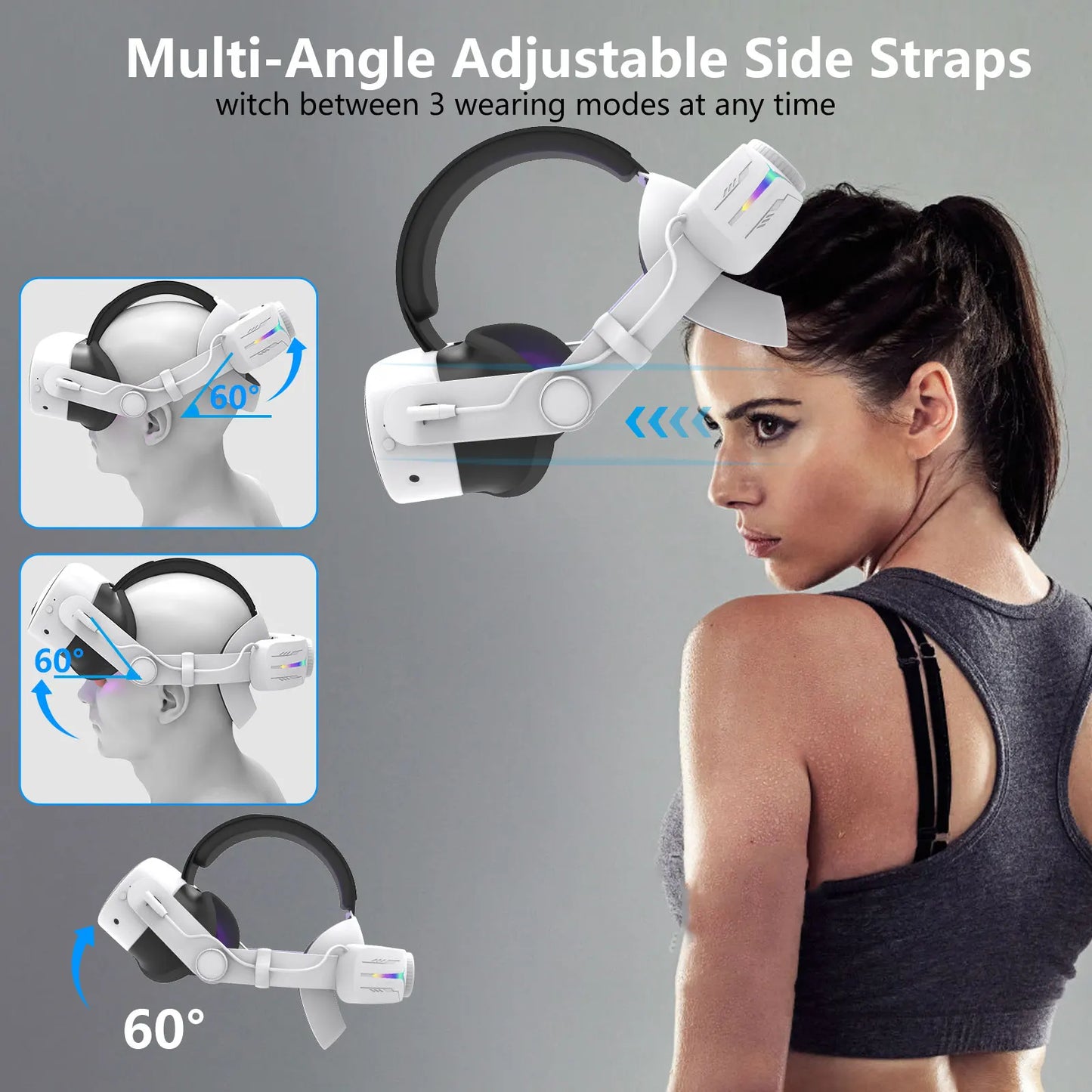 mtomatovr for Meta quest3s/quest3  Battery Head Strap  Extends 4-6 Hours  RGB Light Fast-Charging vr accessory Elite Replacement