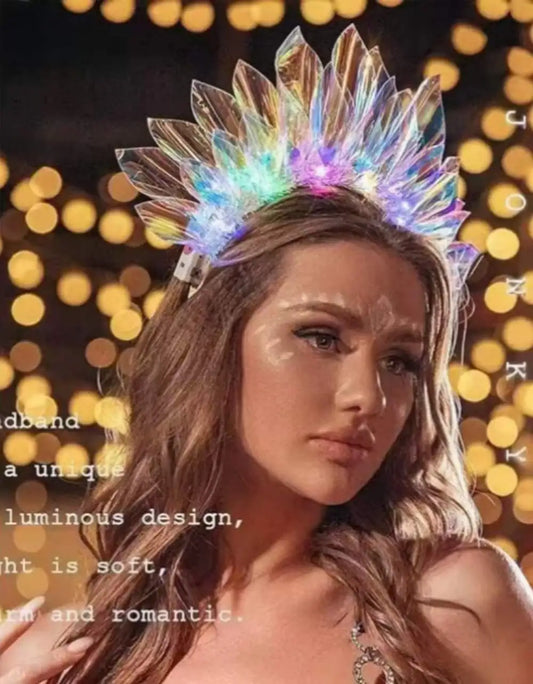 Light up Headband Glowing Crown Singers LED Laser Hairband Flashing Headdress Luminous Crown Nightclub Cosplay Party Headwear