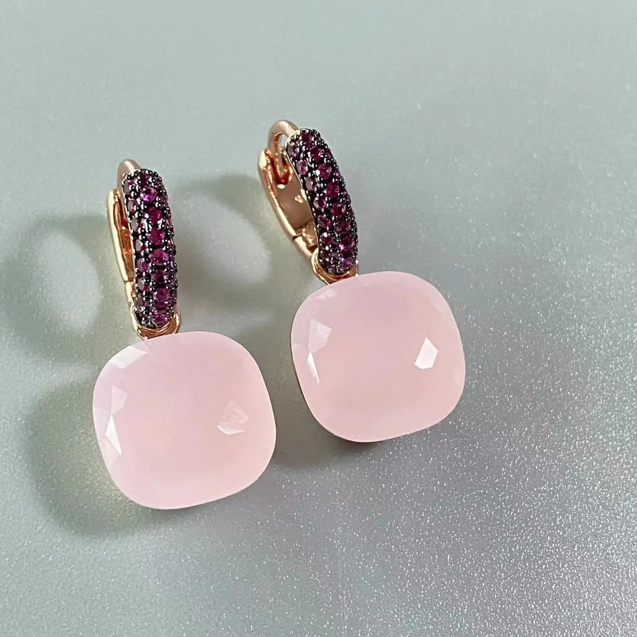 12.6mm Flat Nudo Earrings Inlay Black Zircon Candy Color Crystal Earrings For Women Drop Earrings Fashion Jewelry Gift