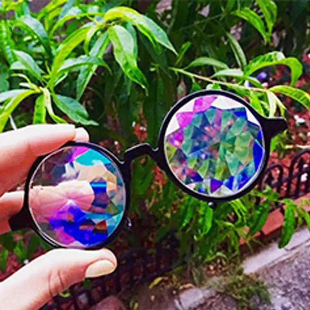 Kaleidoscope Psychedelic Eyeglasses Men Women Funny Round Sunglasses Rave Festival Stylish Female Carnival Party Queen Glasses