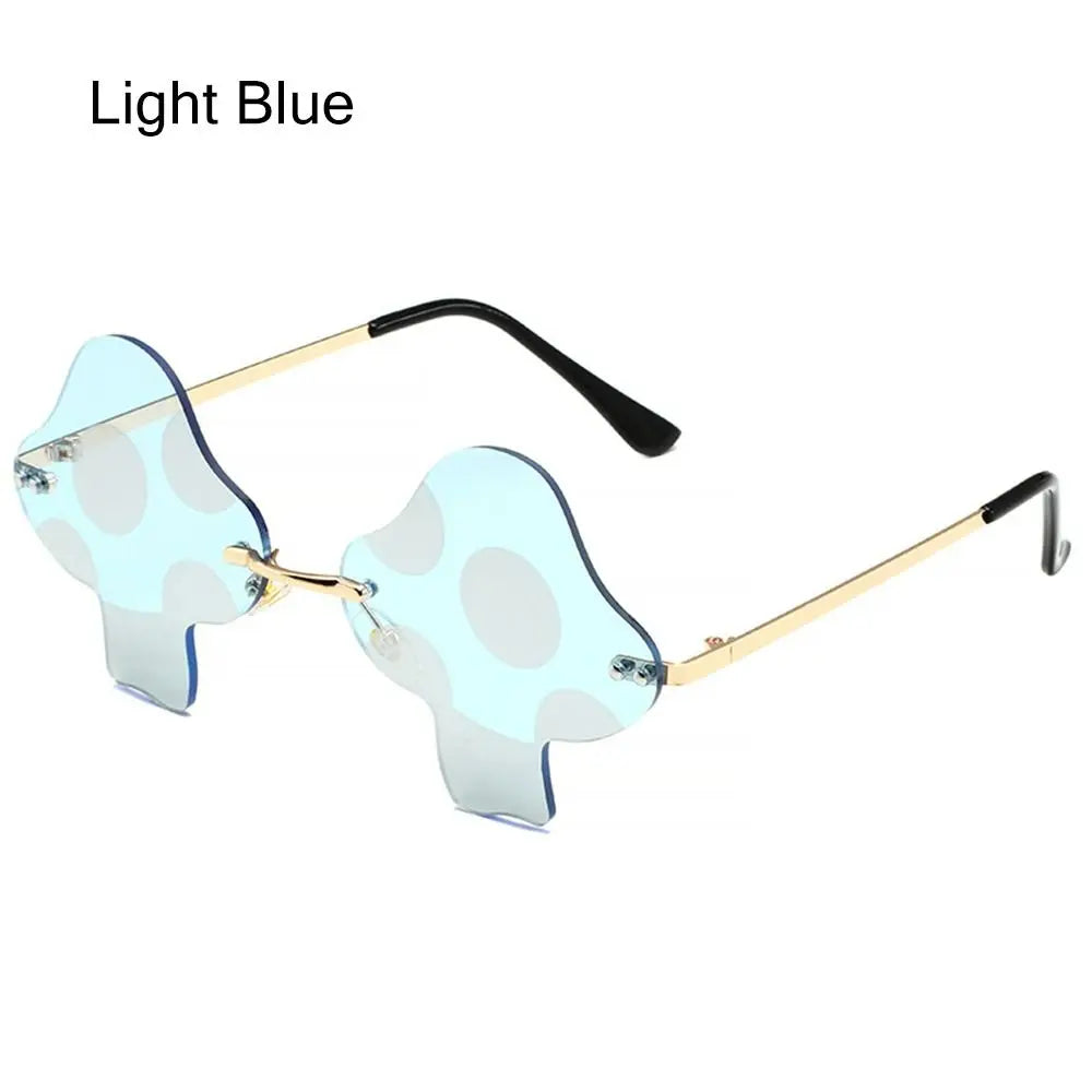 Cartoon Mushroom Shape Sunglasses Women Irregular Rimless Sun Glasses Trendy Funny Sunglasses Outdoor Party Favor Decorations